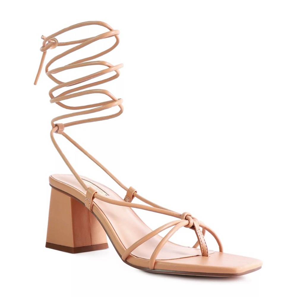 Nude lace up block heels - Size 9